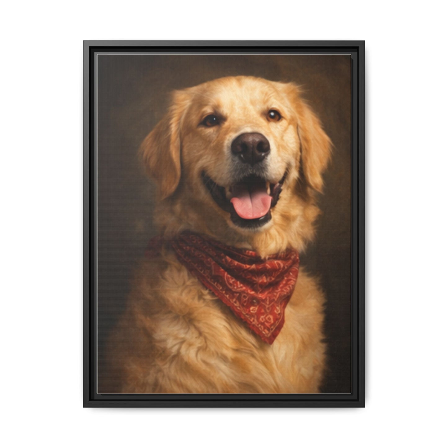 Framed Golden Retriever Portrait Canvas — Classic Pet Wall Art