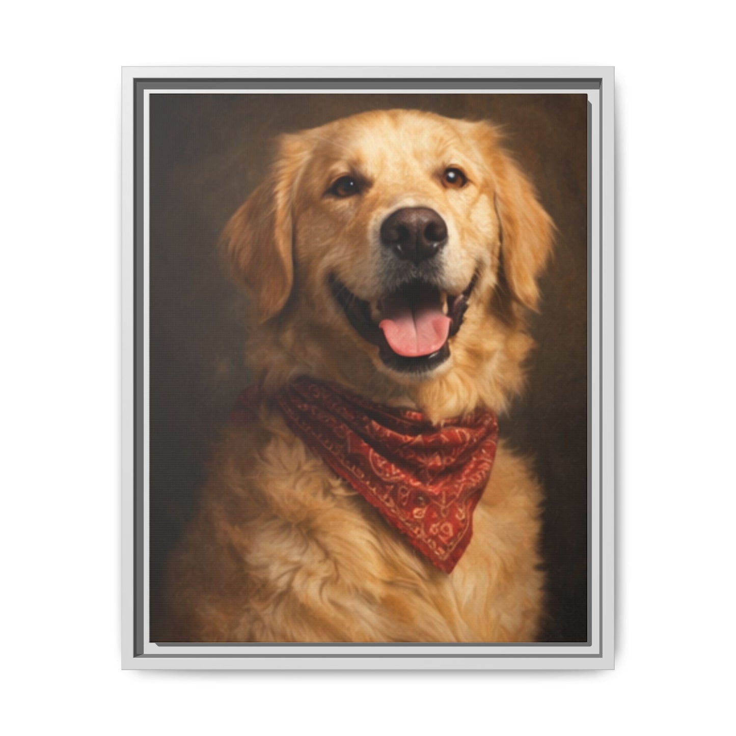 Framed Golden Retriever Portrait Canvas — Classic Pet Wall Art
