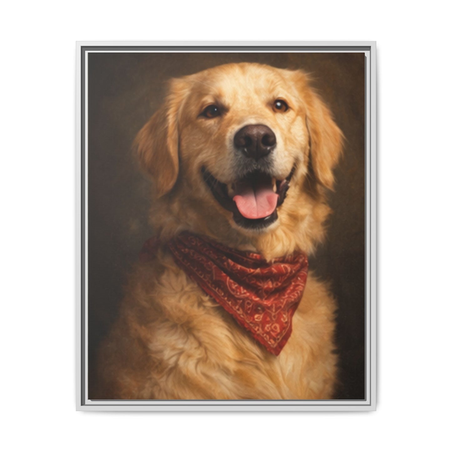 Framed Golden Retriever Portrait Canvas — Classic Pet Wall Art
