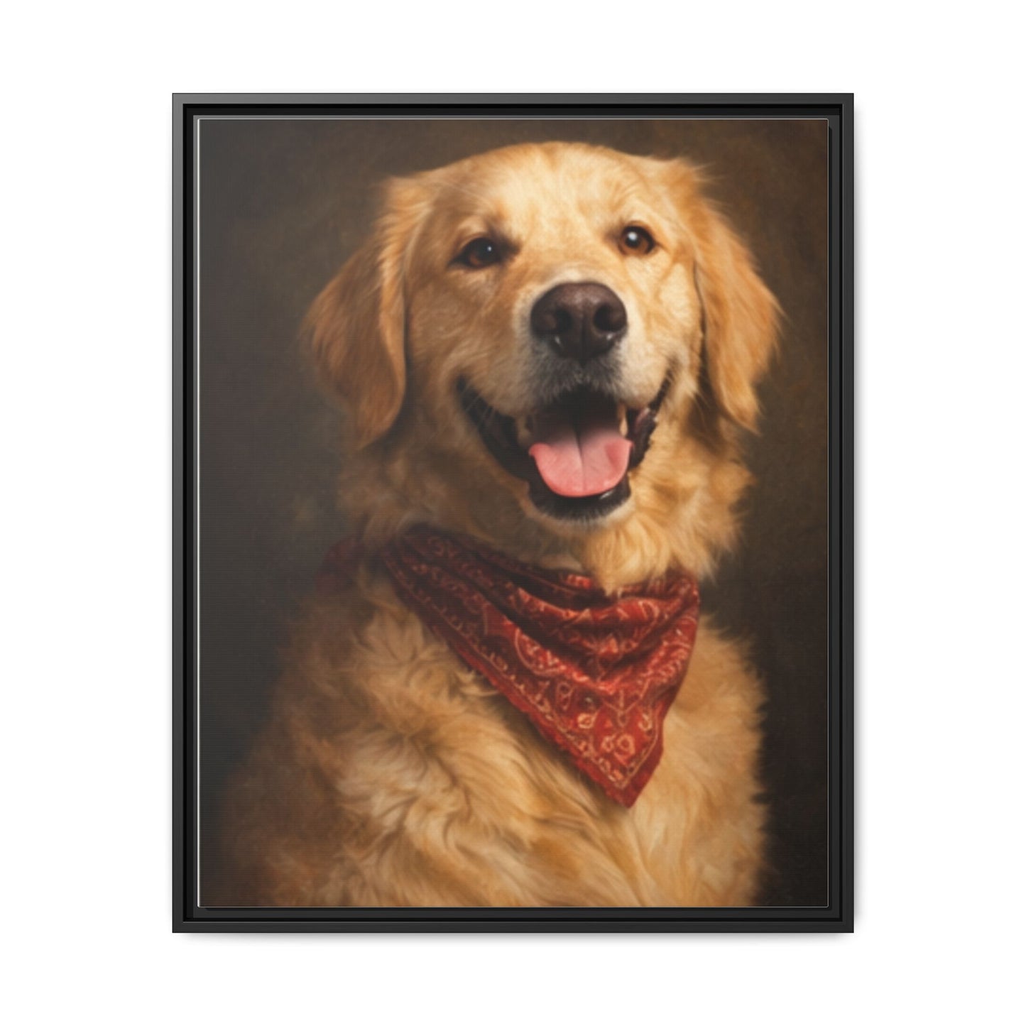 Framed Golden Retriever Portrait Canvas — Classic Pet Wall Art