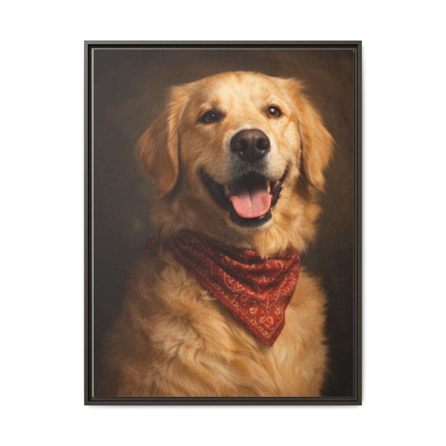 Framed Golden Retriever Portrait Canvas — Classic Pet Wall Art