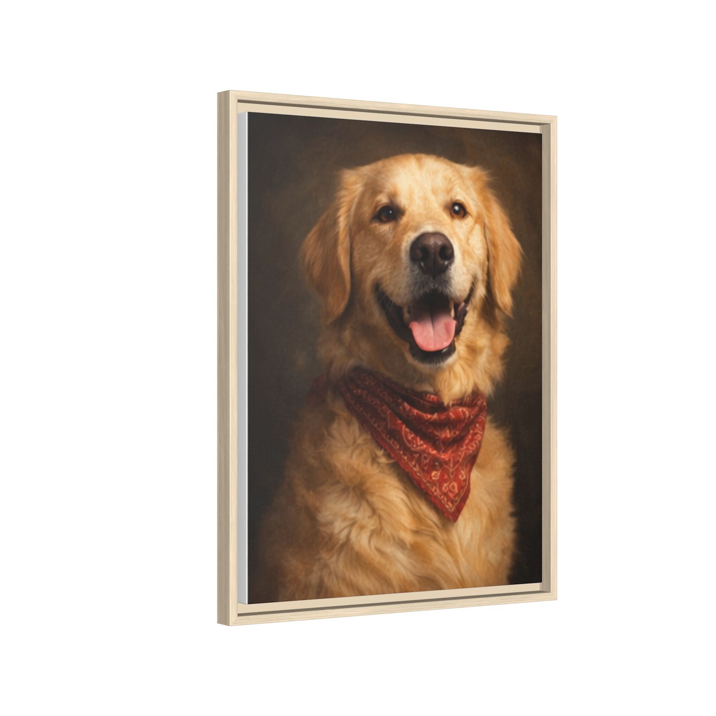 Framed Golden Retriever Portrait Canvas — Classic Pet Wall Art