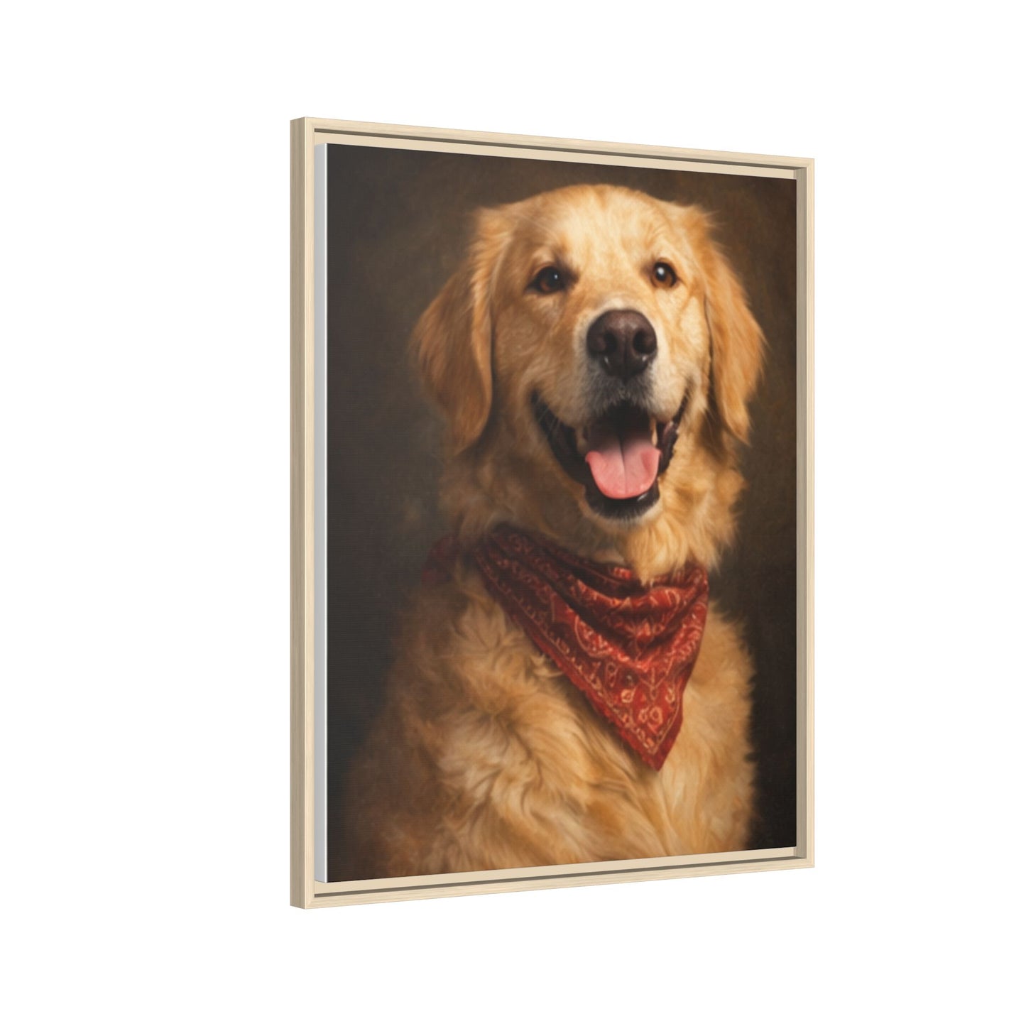 Framed Golden Retriever Portrait Canvas — Classic Pet Wall Art