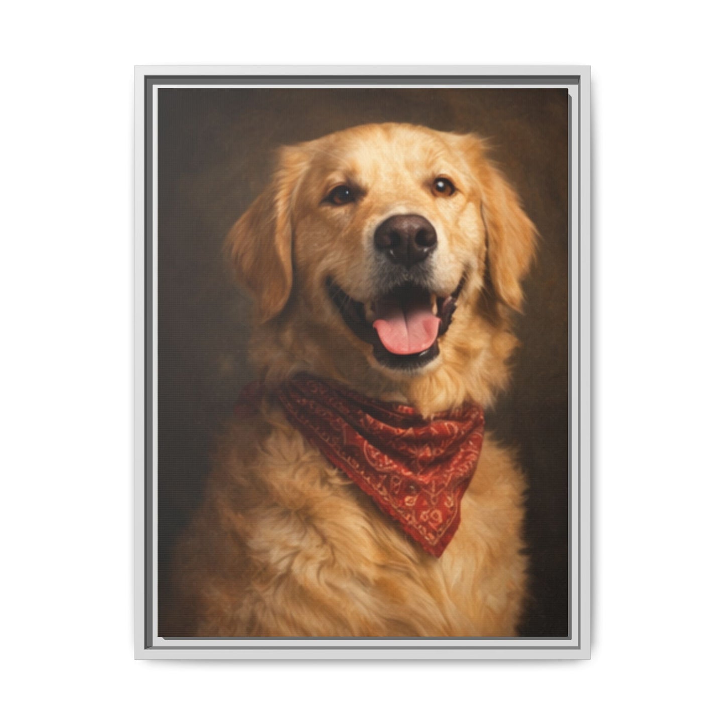 Framed Golden Retriever Portrait Canvas — Classic Pet Wall Art