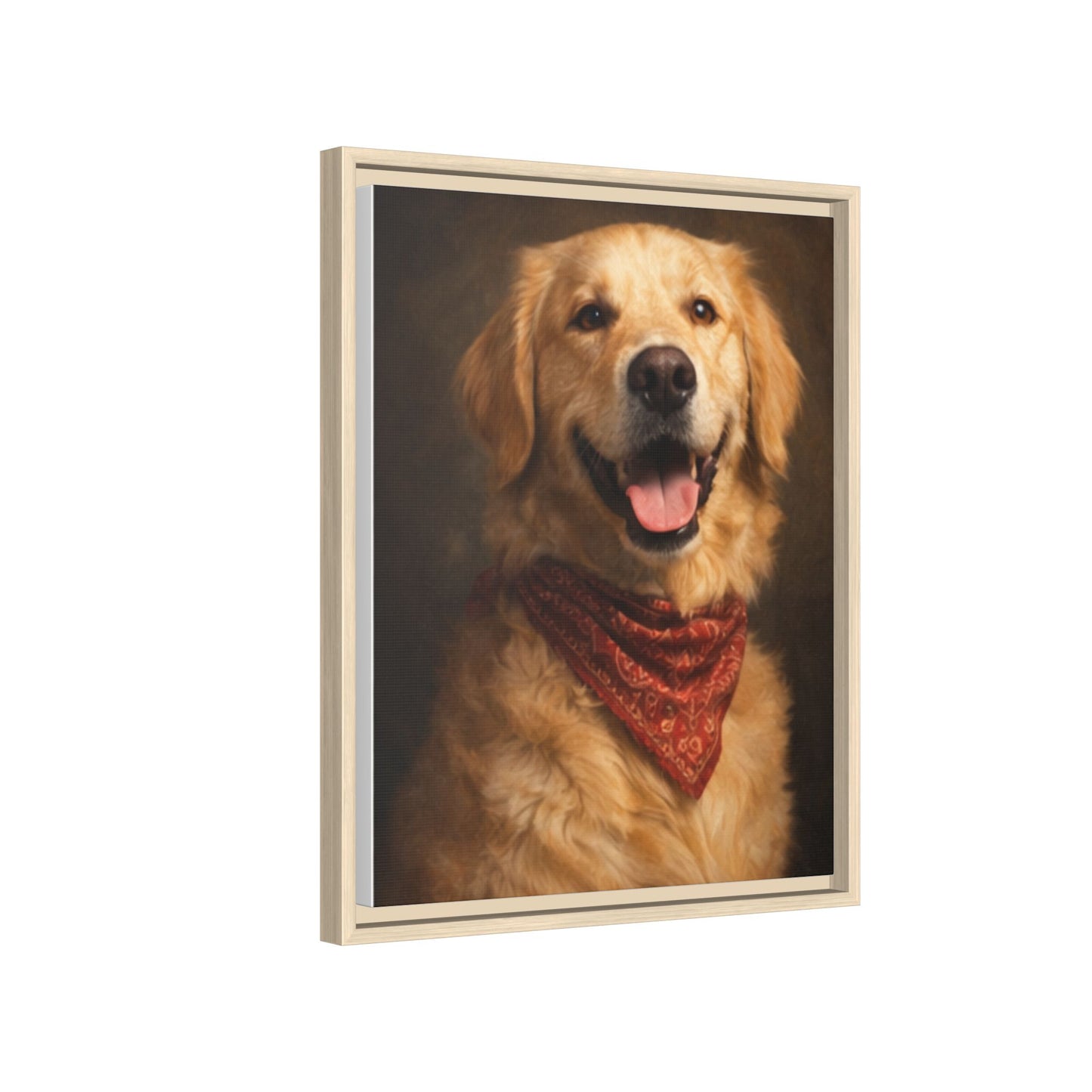 Framed Golden Retriever Portrait Canvas — Classic Pet Wall Art