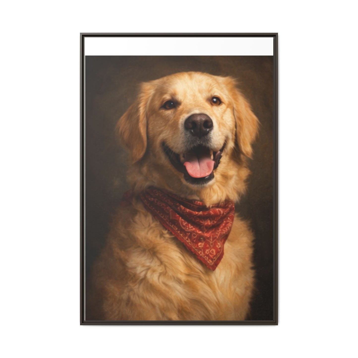 Framed Golden Retriever Portrait Canvas — Classic Pet Wall Art