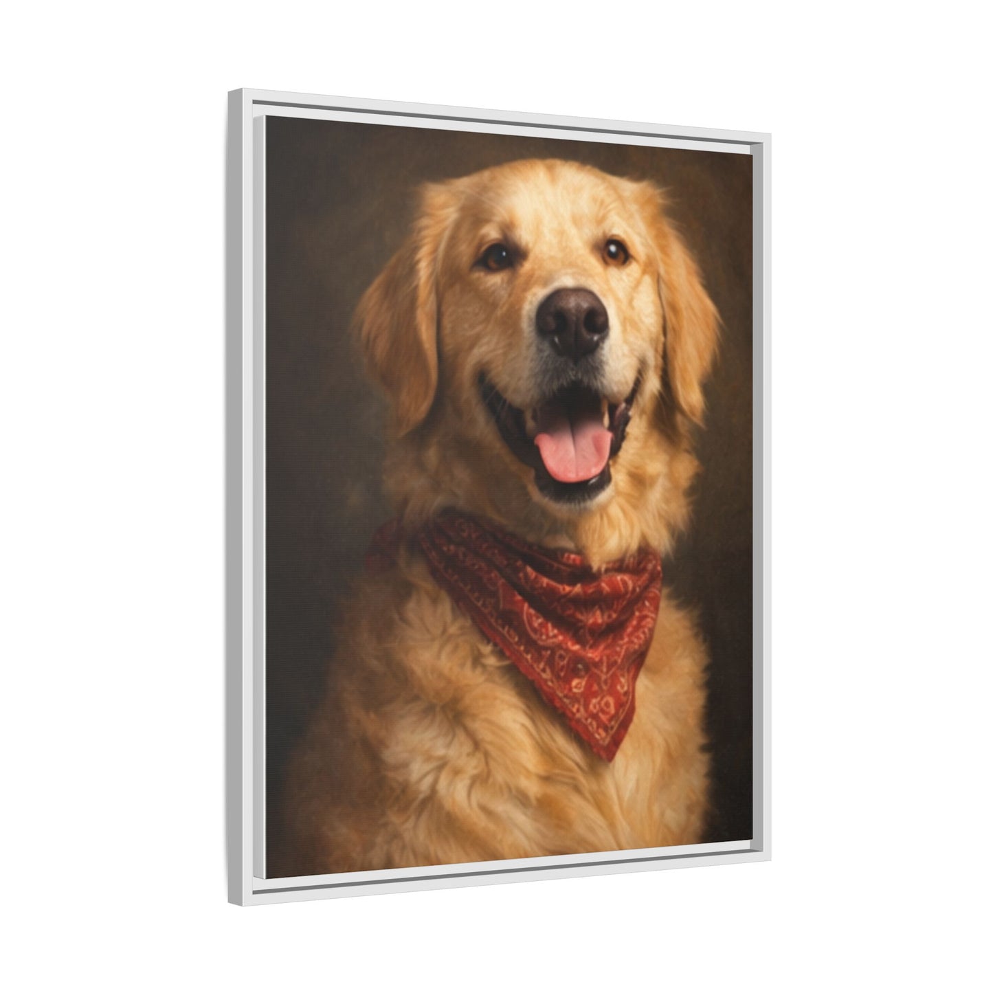 Framed Golden Retriever Portrait Canvas — Classic Pet Wall Art