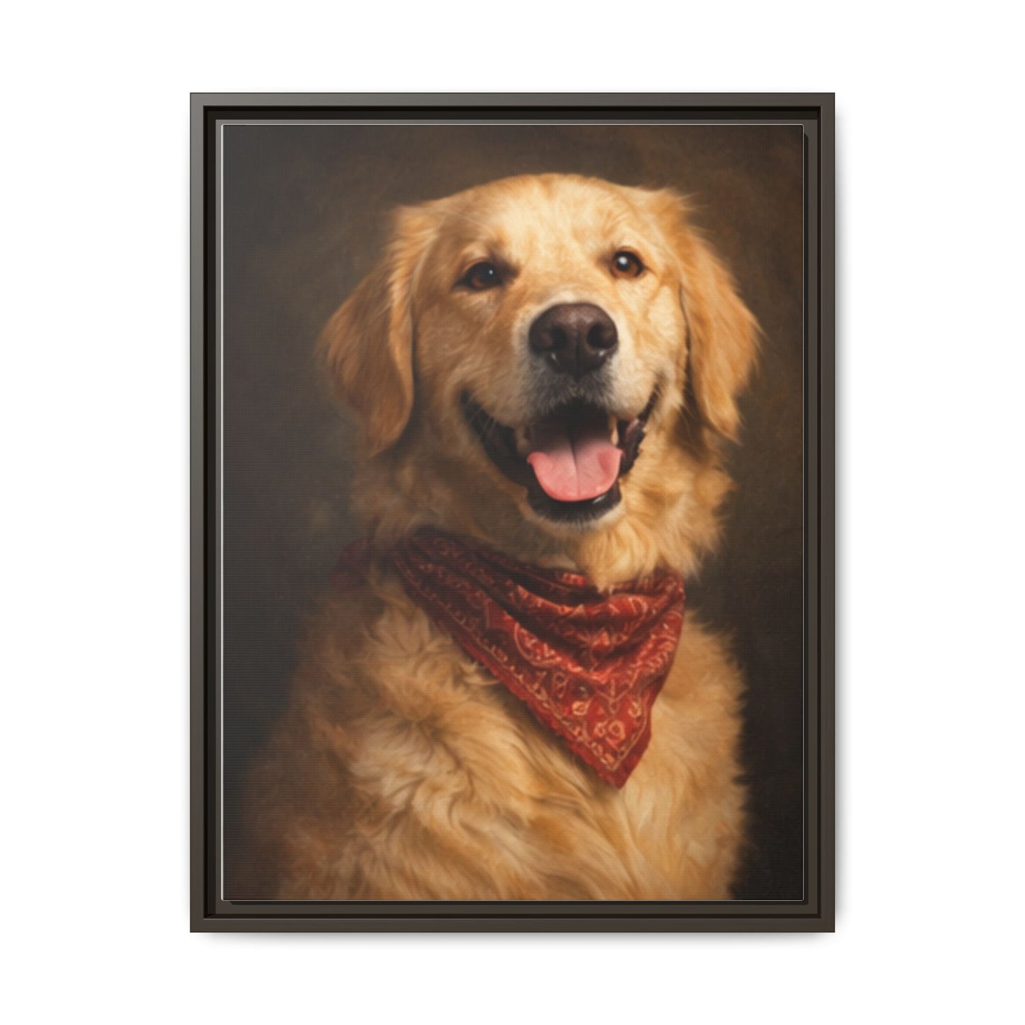 Framed Golden Retriever Portrait Canvas — Classic Pet Wall Art