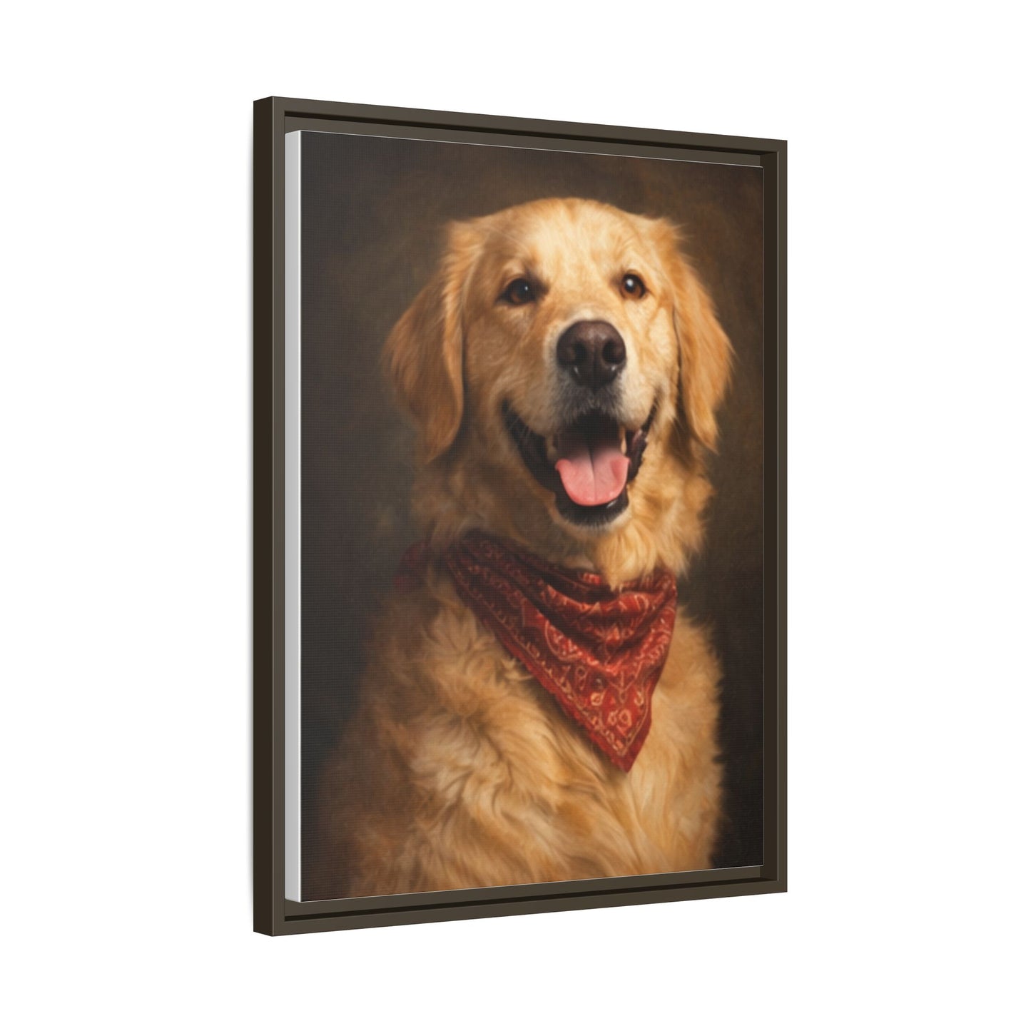 Framed Golden Retriever Portrait Canvas — Classic Pet Wall Art