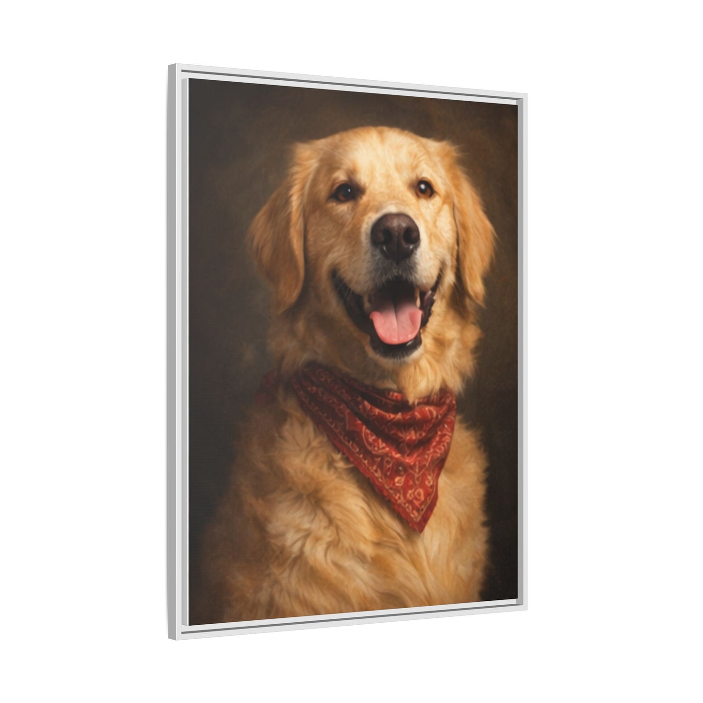 Framed Golden Retriever Portrait Canvas — Classic Pet Wall Art