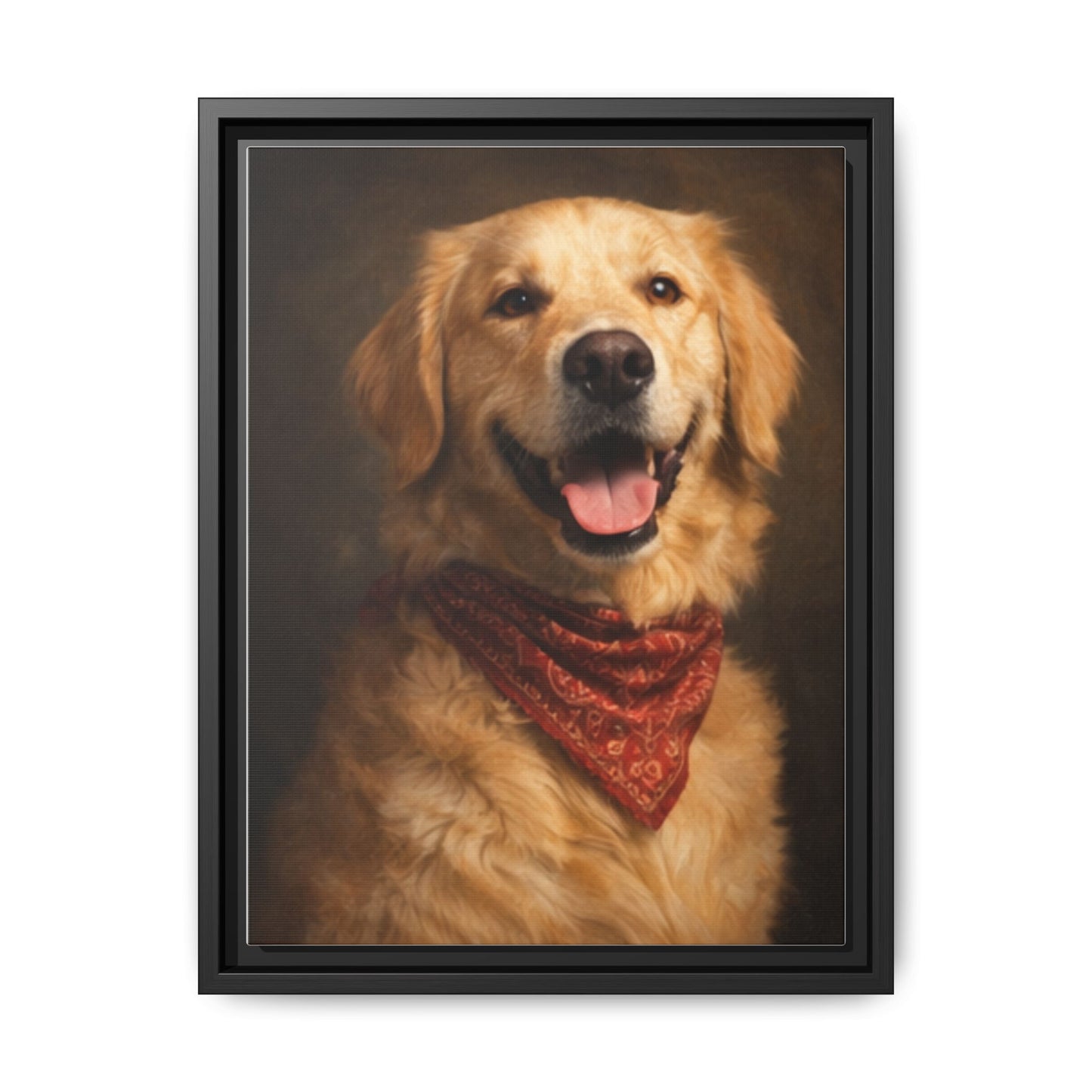Framed Golden Retriever Portrait Canvas — Classic Pet Wall Art