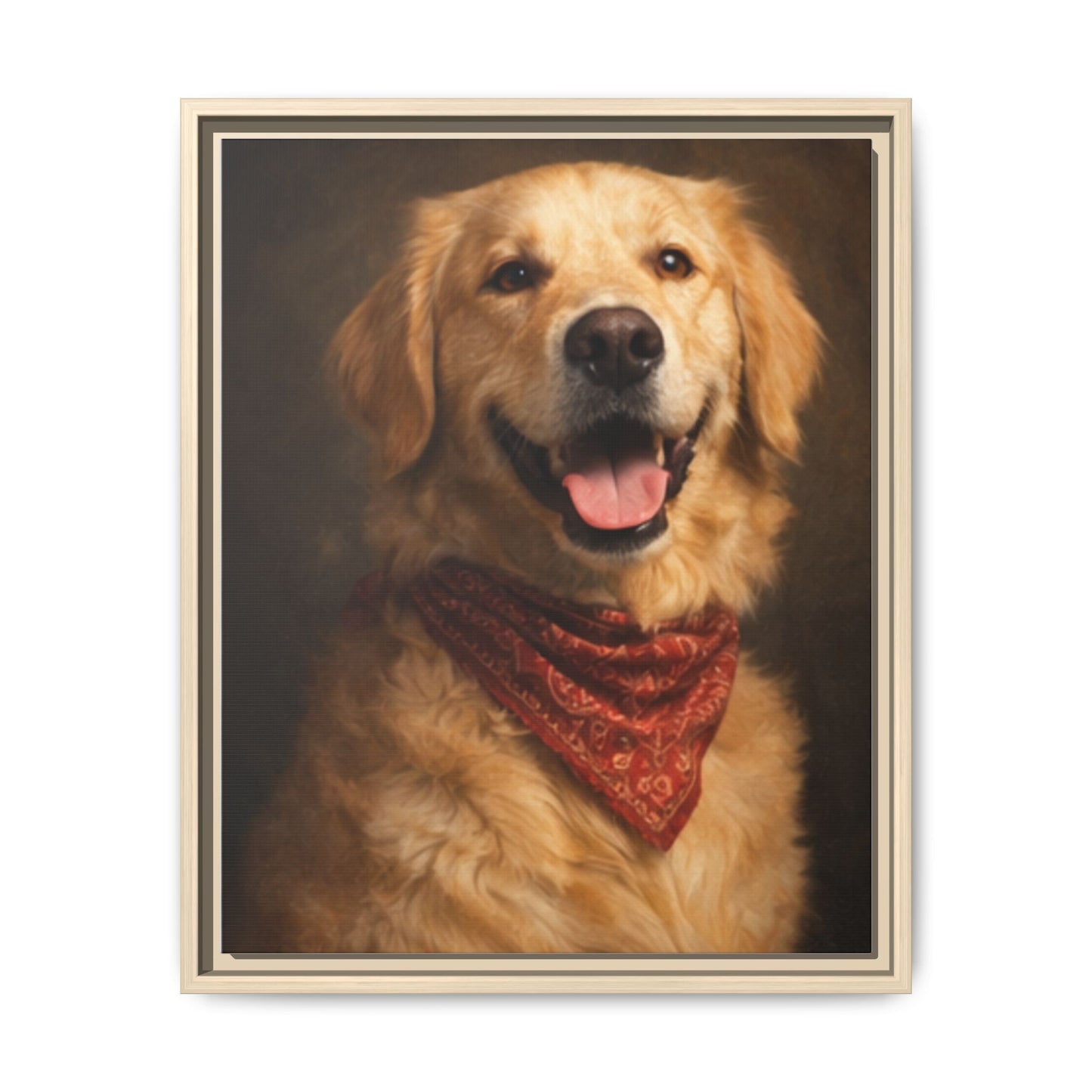 Framed Golden Retriever Portrait Canvas — Classic Pet Wall Art