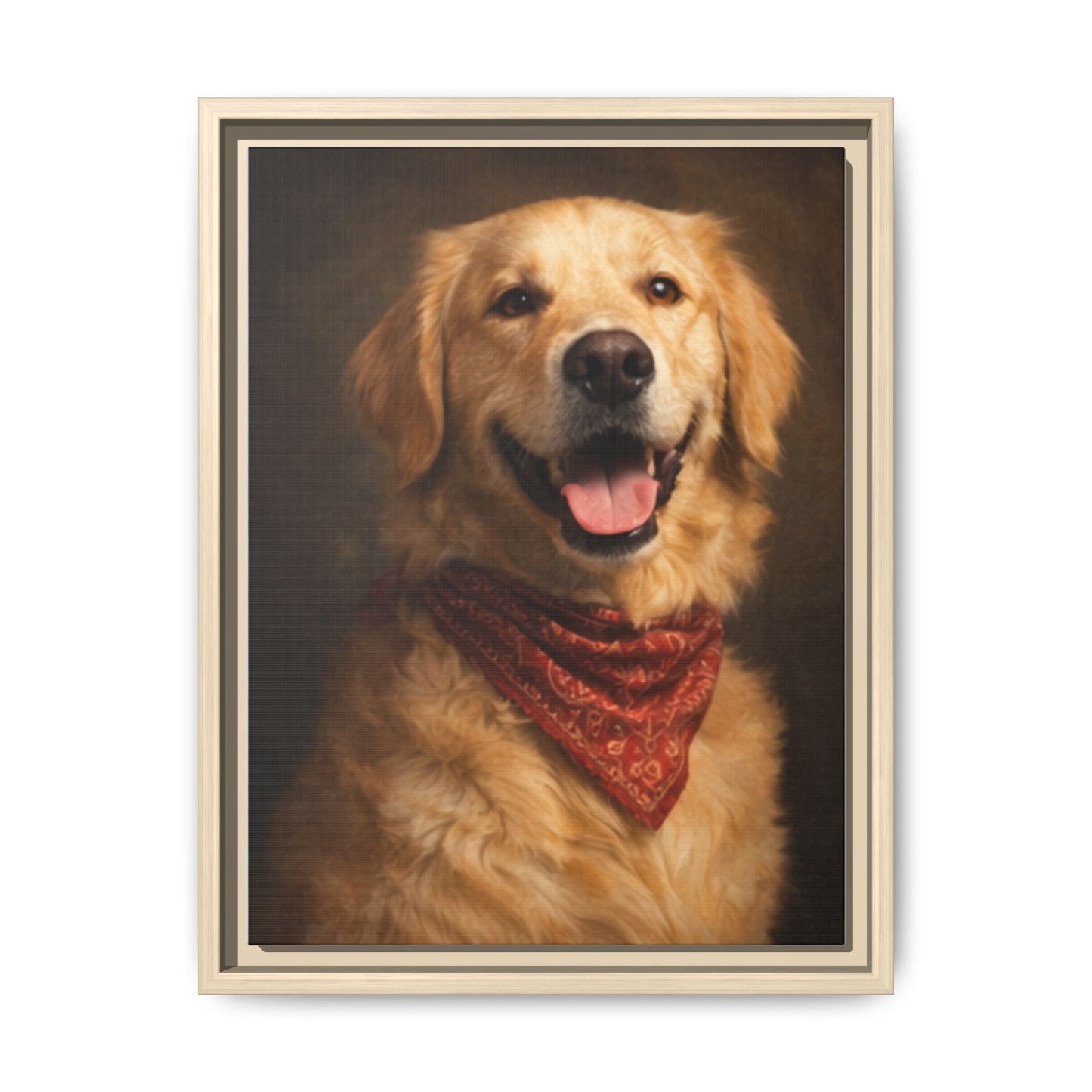 Framed Golden Retriever Portrait Canvas — Classic Pet Wall Art