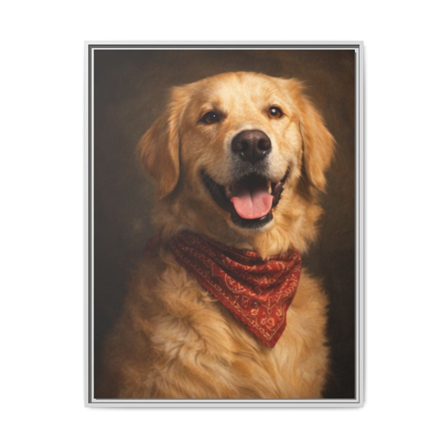 Framed Golden Retriever Portrait Canvas — Classic Pet Wall Art