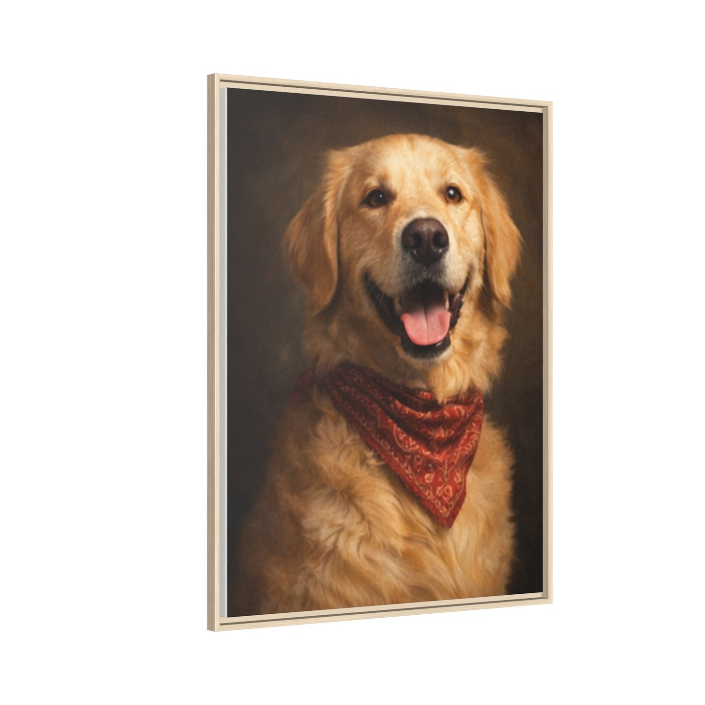 Framed Golden Retriever Portrait Canvas — Classic Pet Wall Art