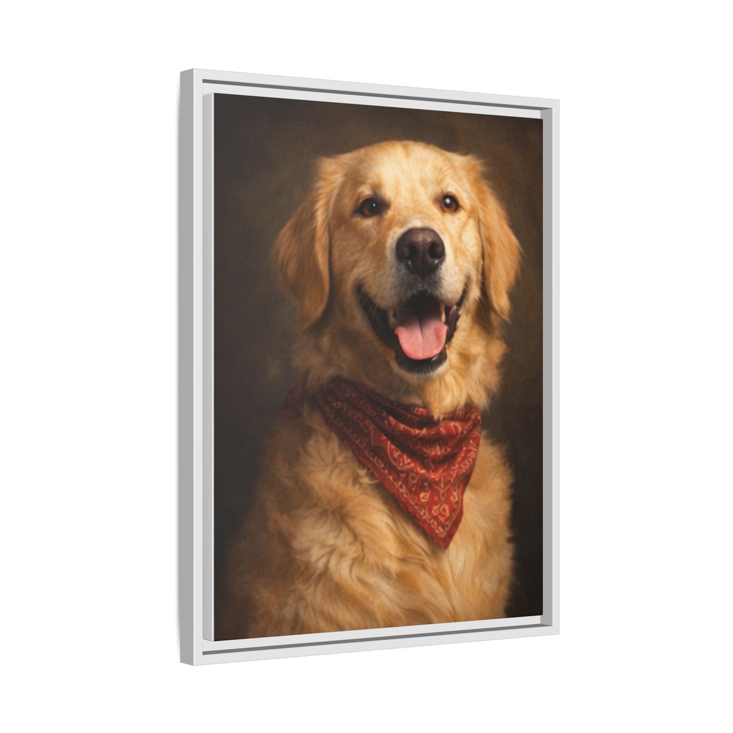 Framed Golden Retriever Portrait Canvas — Classic Pet Wall Art