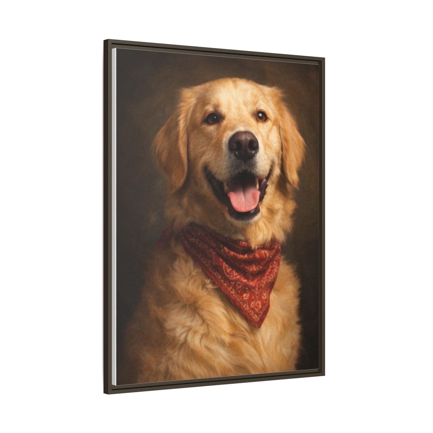 Framed Golden Retriever Portrait Canvas — Classic Pet Wall Art