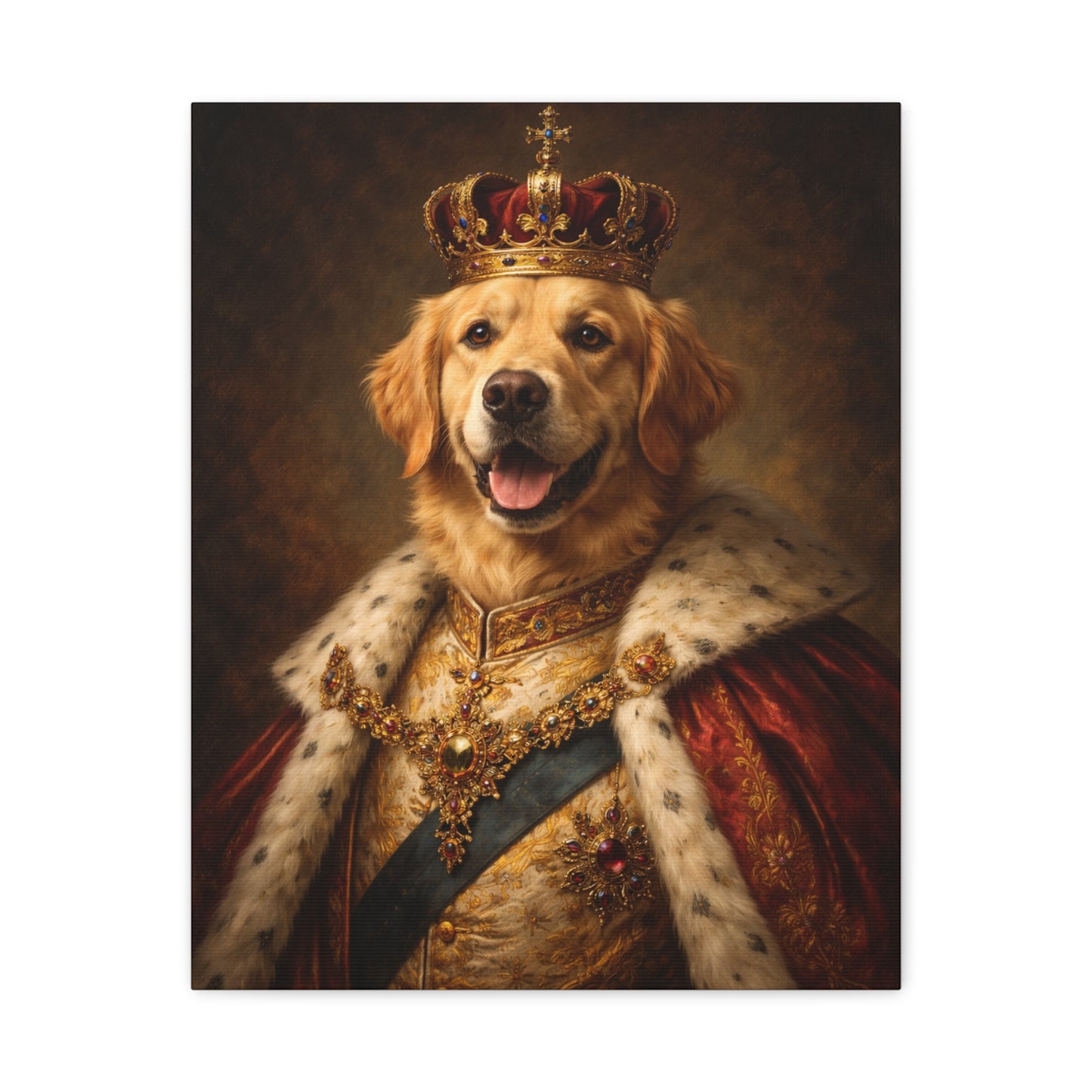 PawStoryStudio Royal Dog Portrait Canvas | Custom Golden Retriever Art