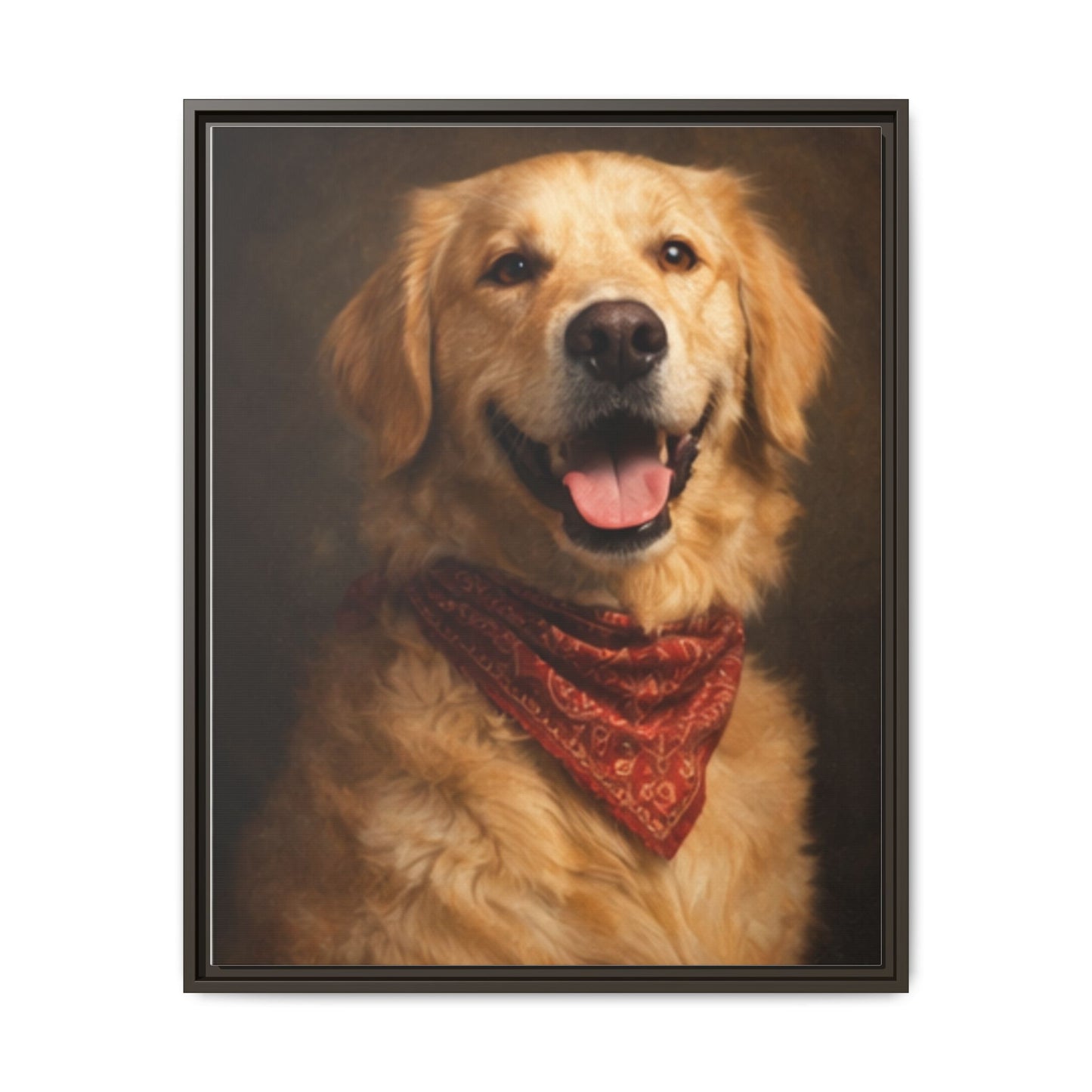 Framed Golden Retriever Portrait Canvas — Classic Pet Wall Art