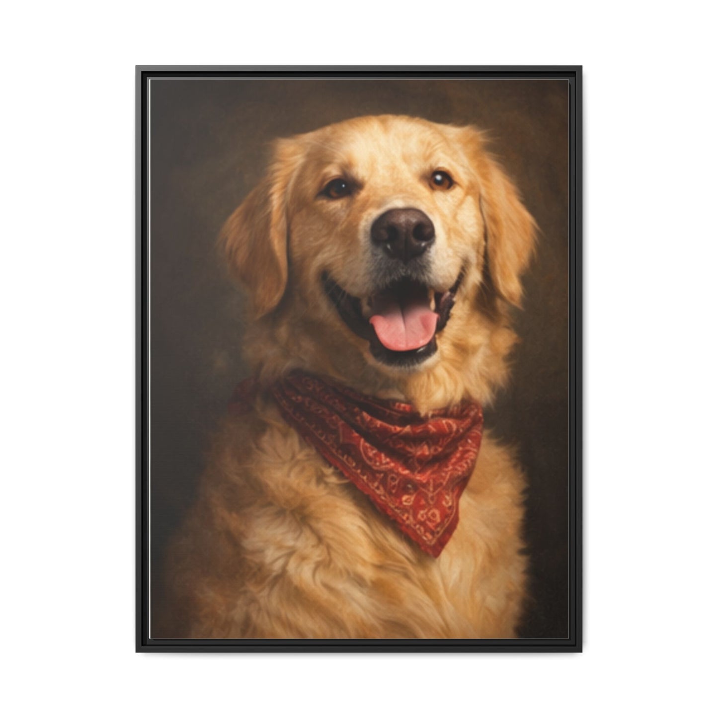 Framed Golden Retriever Portrait Canvas — Classic Pet Wall Art