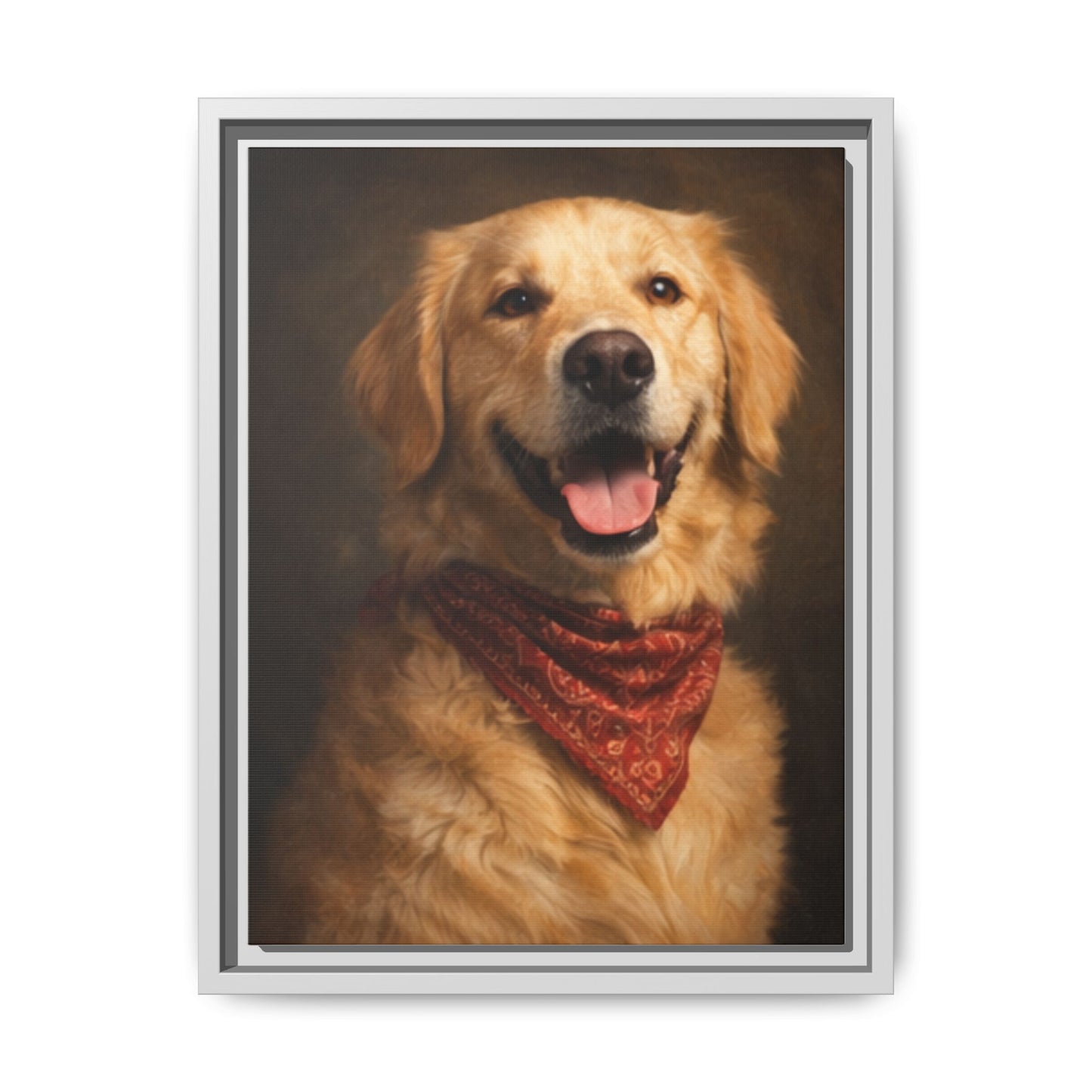 Framed Golden Retriever Portrait Canvas — Classic Pet Wall Art