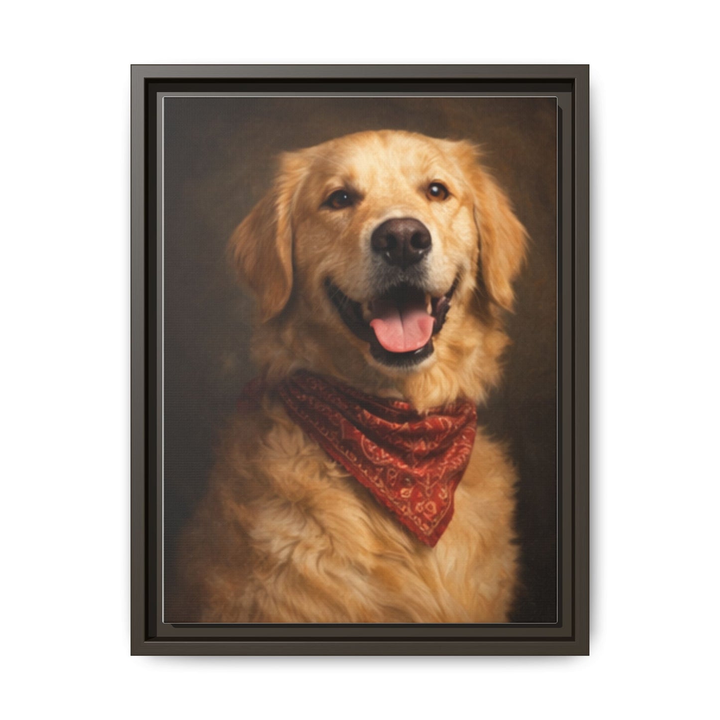 Framed Golden Retriever Portrait Canvas — Classic Pet Wall Art