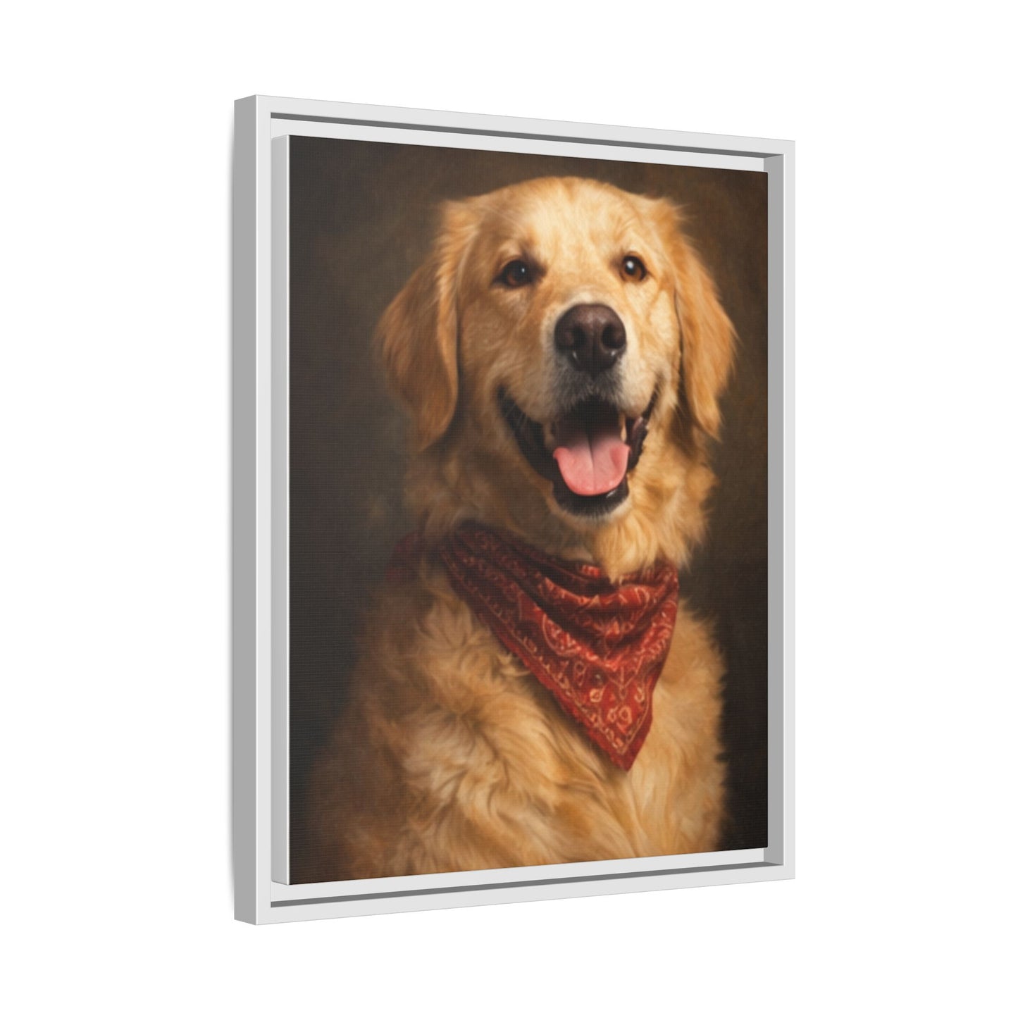 Framed Golden Retriever Portrait Canvas — Classic Pet Wall Art