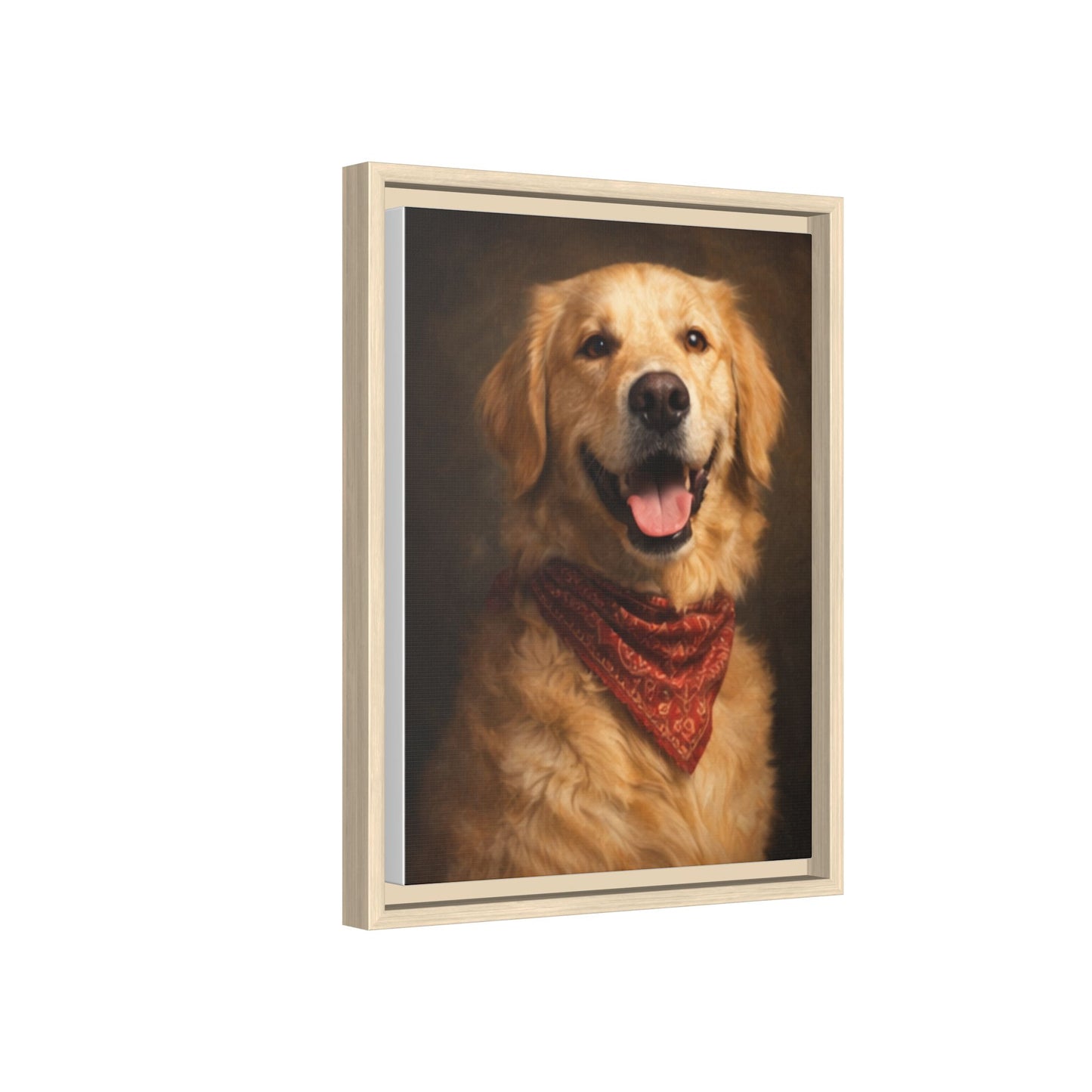 Framed Golden Retriever Portrait Canvas — Classic Pet Wall Art