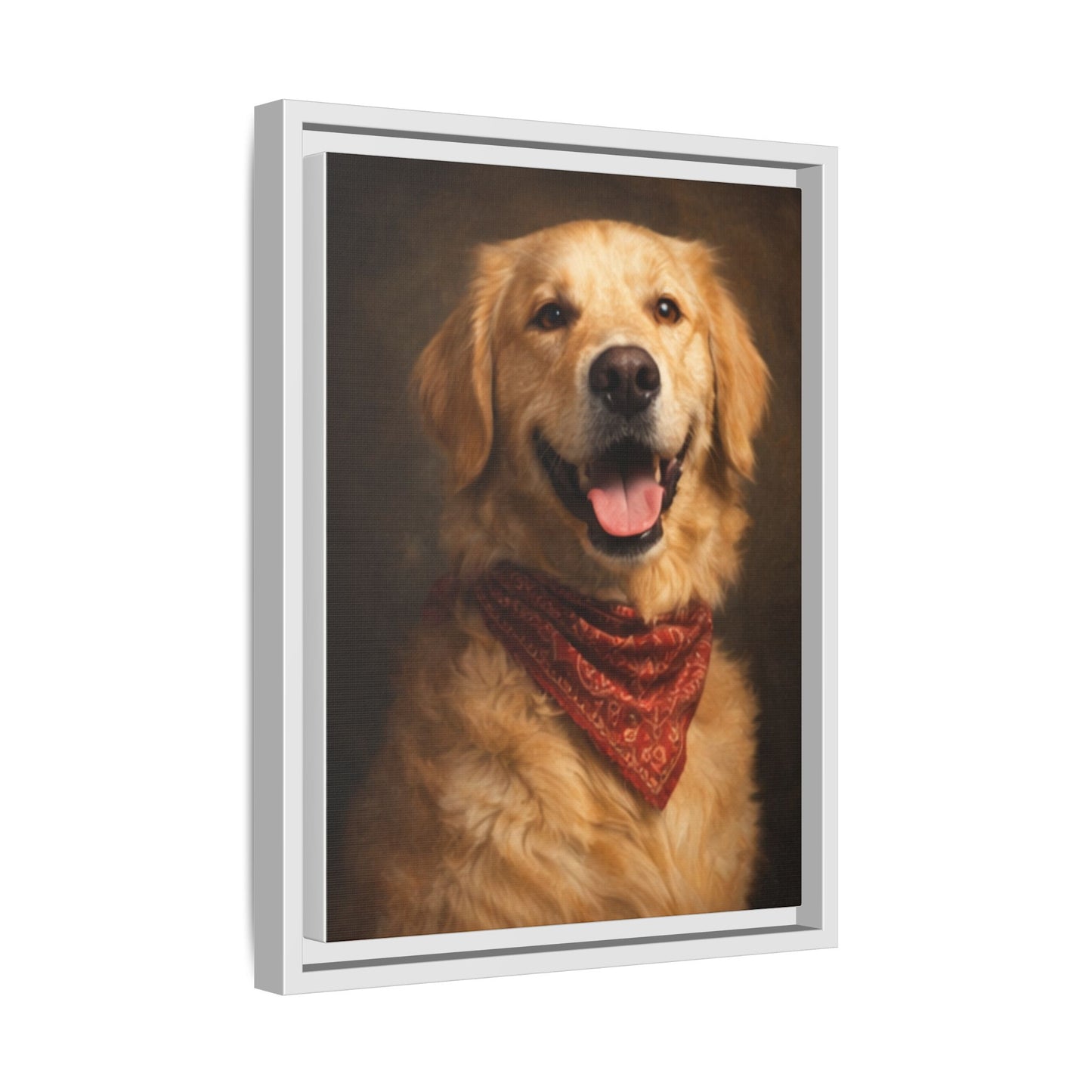 Framed Golden Retriever Portrait Canvas — Classic Pet Wall Art